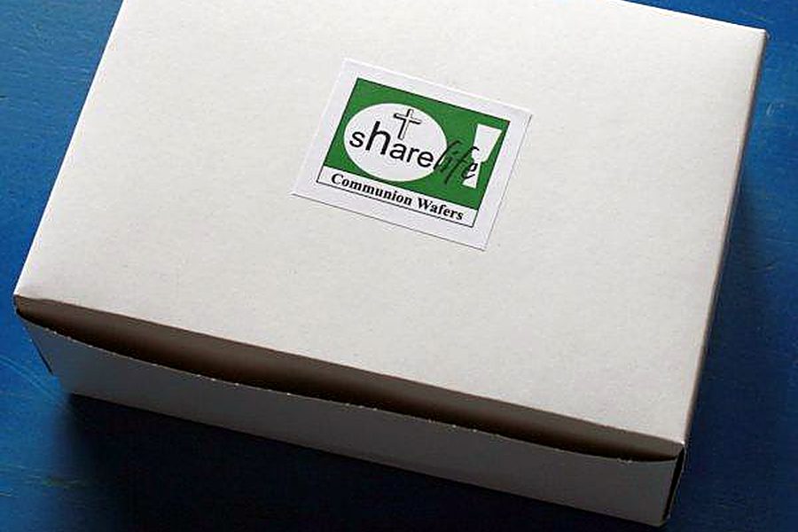 Box of 500 ShareLife communion wafers packed for retail